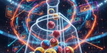 Dynamic graphic of 2026 NBA Draft Lottery machine with shifting odds and betting implications.