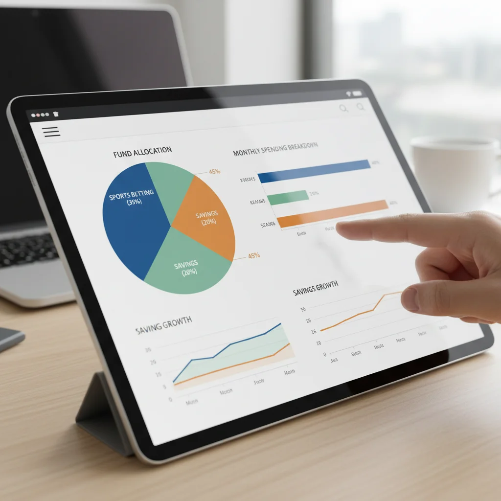 Detailed financial dashboard showing budget allocation for sports betting and 20% savings.