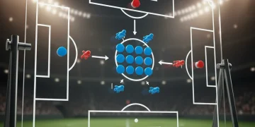 Football tactical board showing defensive formations and strategies