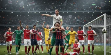 Football team celebrating a goal from a successful corner kick strategy, showing tactical execution and joy.