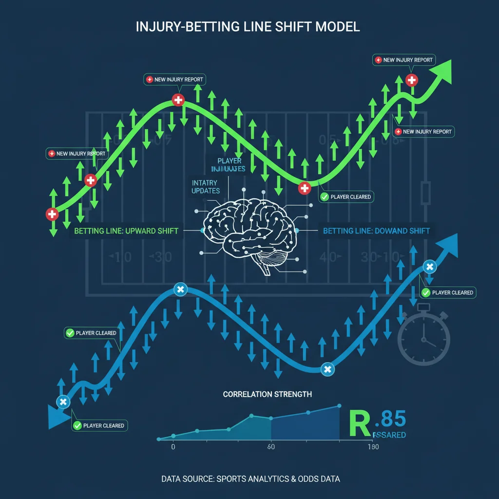 Statistical chart showing correlation between injury updates and betting line shifts