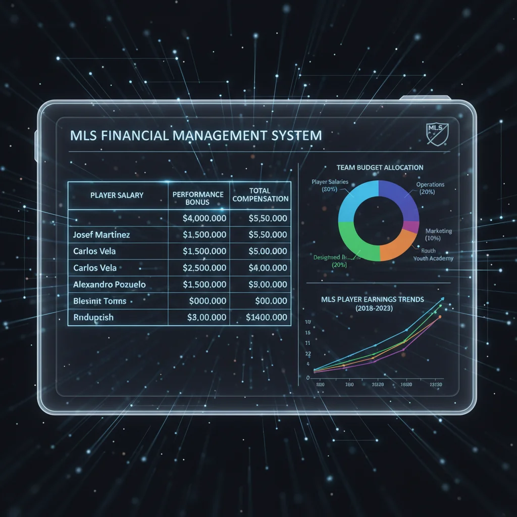 Digital financial ledger showing MLS player salaries, bonuses, and team budget allocations.
