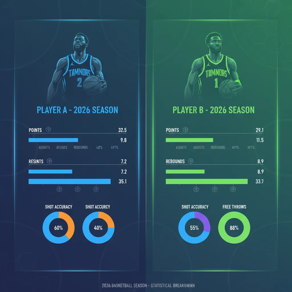 Statistical comparison of two 2026 NBA MVP candidates, highlighting their record-breaking season performances.
