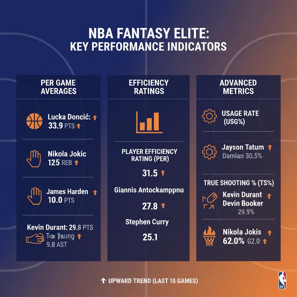 Infographic of NBA fantasy player key performance indicators