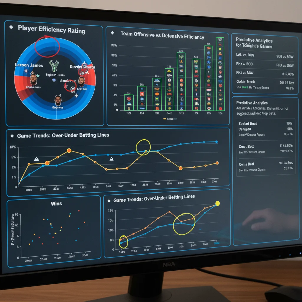 Detailed NBA statistical analysis on computer screen