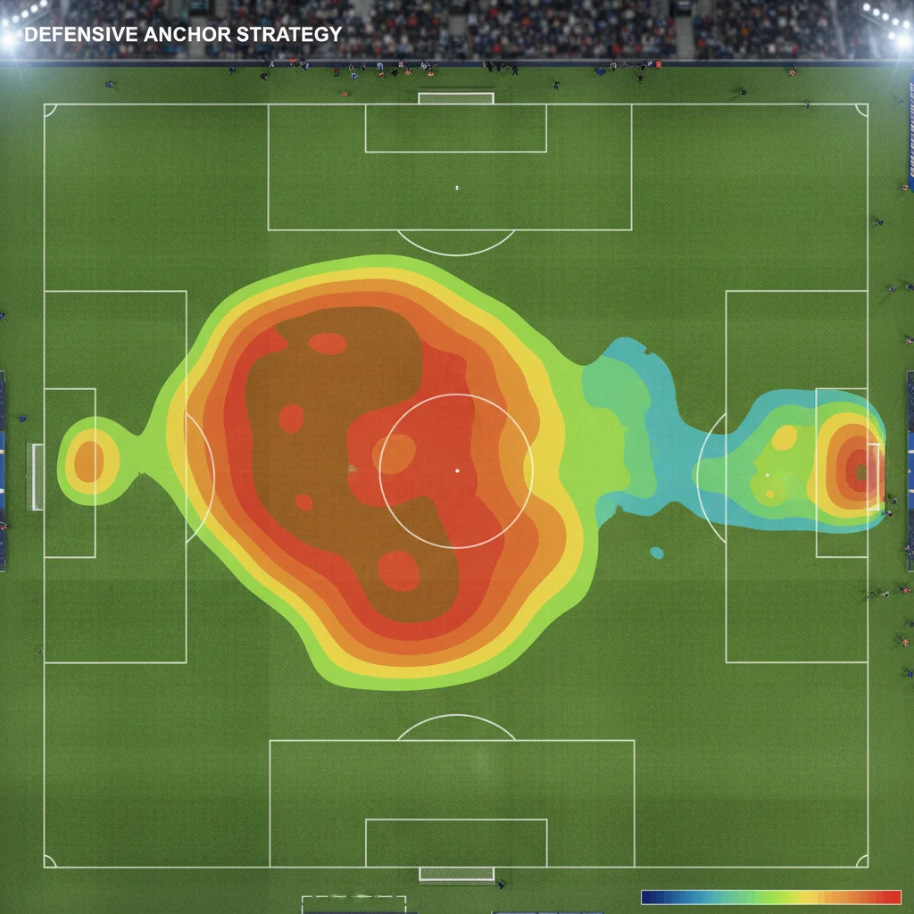 Soccer field heat map illustrating player activity and tactical zones