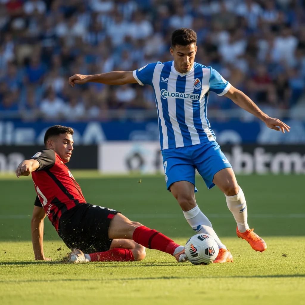 A skilled college soccer star dribbling past a defender in a professional match, highlighting their exceptional ball control.