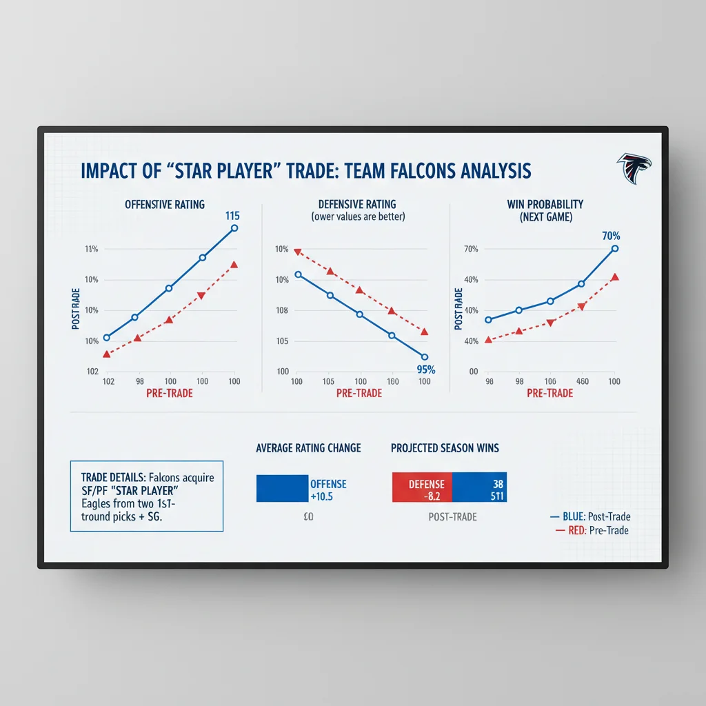Chart analyzing team performance changes post-NBA trade.