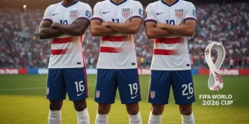 US Men's National Team captains uniting on the field for the 2026 World Cup.
