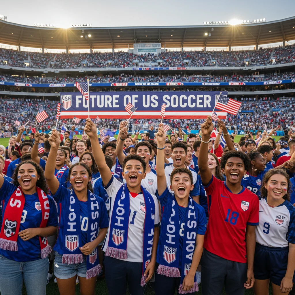 Young American soccer fans showing support for the national team.