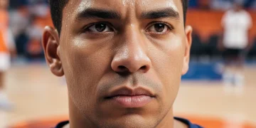 Intense basketball player demonstrating mental toughness on court