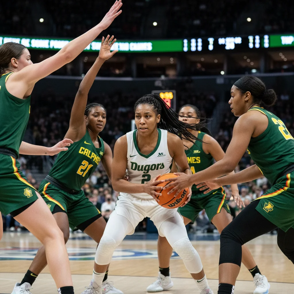 Basketball guard maintaining focus under pressure