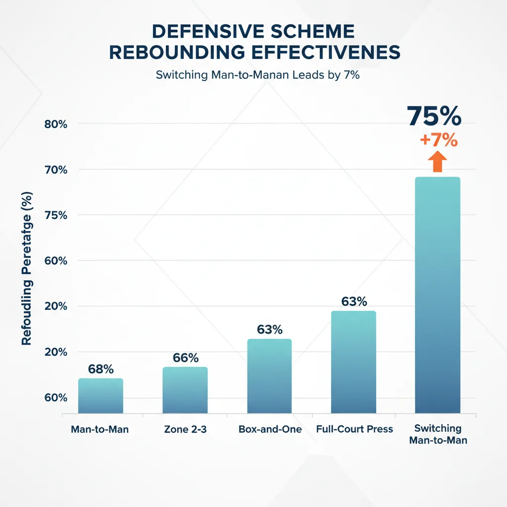 Statistical chart comparing rebounding efficiency across various 2026 basketball defensive strategies, highlighting a 7% advantage.